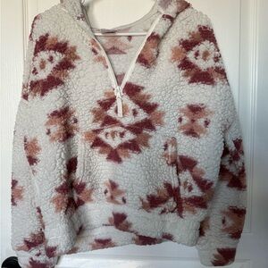 No Boundaries Cream and Pink Patterned Sweater